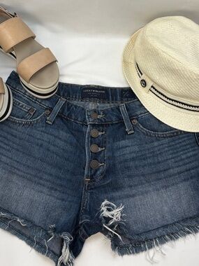 Lucky Brand Women’s Sz4 Medium Blue Denim Shorts Cut Offs #0613